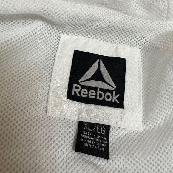 Reebok Windbreaker Logo Red‎ White Blue Hoodie Snap Button Women’s XL - Picture 5 of 13